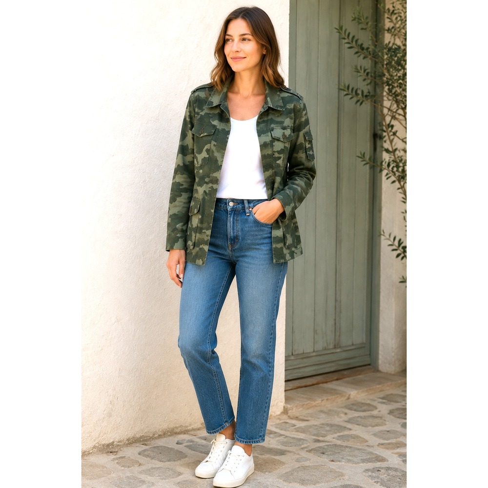J. CREW Garment-Dyed Lightweight Women's Camo Jacket Size Small Cotton Utility